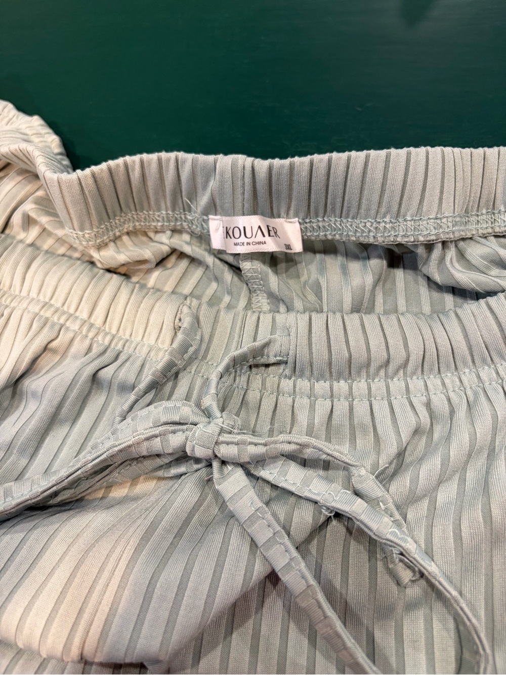 Kouaer Light Mint Ribbed Pull-On Pajama Shorts
